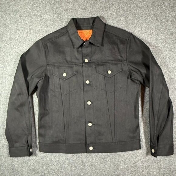 The Real McCoy Mens Selvedge Denim Trucker Jacket Black 966BJK Sz 40 Large NWOT